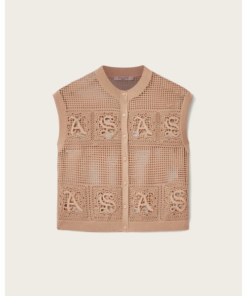 ALLSAINTS(オールセインツ)の「KYRA OPEN KNIT CROCHET COTTON WAISTCOAT | KYRA オープン ニット クロシェ コットン ウエストコート(ベスト・レディース・ピンク系その他・XS/M/S)」の6枚目の写真