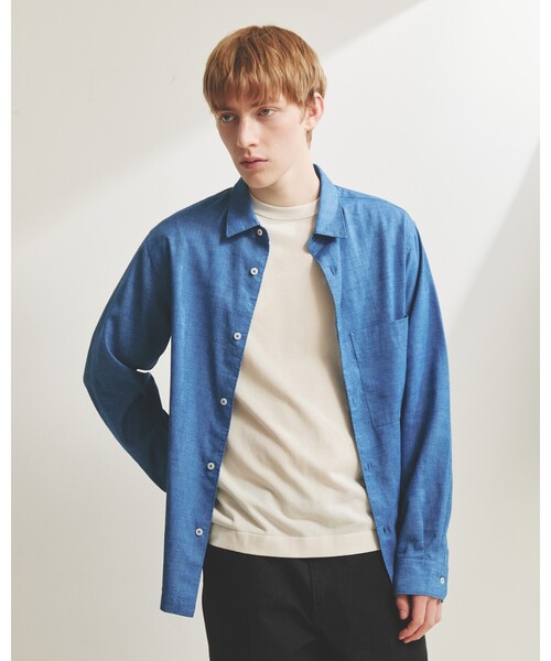 DESIGNWORKS（デザインワークス）の「【Herdmans Linen】レギュラーカラー リネンシャツ（シャツ/ブラウス・メンズ・サックスブルー/ブラック/ホワイト/インディゴブルー・46/48/44/50）」の4枚目の写真