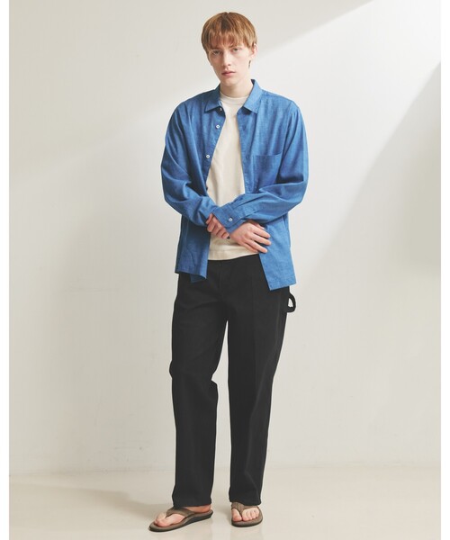 DESIGNWORKS（デザインワークス）の「【Herdmans Linen】レギュラーカラー リネンシャツ（シャツ/ブラウス・メンズ・サックスブルー/ブラック/ホワイト/インディゴブルー・46/48/44/50）」の18枚目の写真
