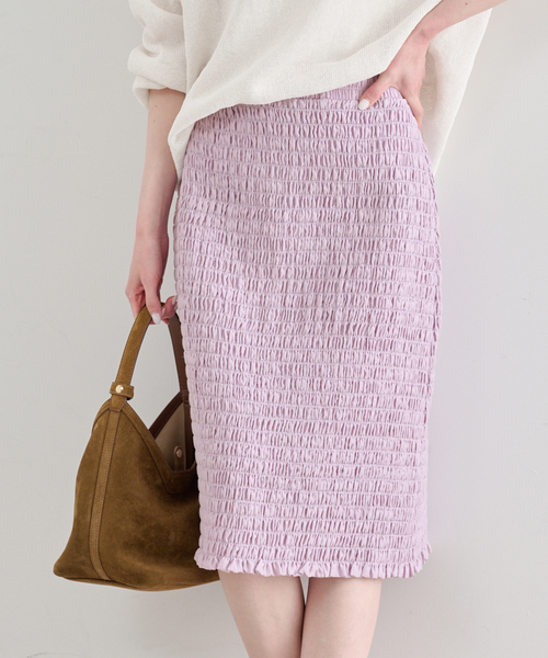 U by SPICK&SPAN(ユーバイスピックアンドスパン)の「Atelier Edition/アトリエ エディション SMOCKED BANDING SKIRT(スカート・レディース・パープル・SMALL)」の1枚目の写真