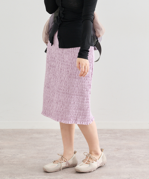 U by SPICK&SPAN(ユーバイスピックアンドスパン)の「Atelier Edition/アトリエ エディション SMOCKED BANDING SKIRT(スカート・レディース・パープル・SMALL)」の14枚目の写真