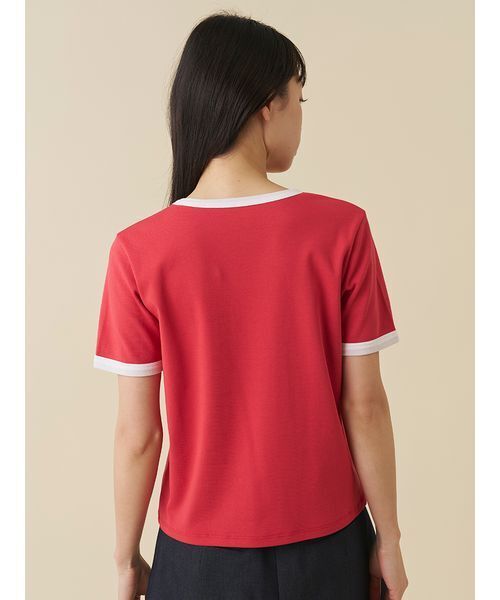 SNIDEL(スナイデル)の「【UVカット】エンブレムリンガーTシャツ(Tシャツ/カットソー・レディース・ネイビー/ホワイト/レッド・F)」の12枚目の写真