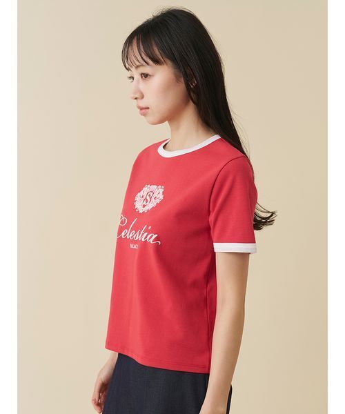 SNIDEL(スナイデル)の「【UVカット】エンブレムリンガーTシャツ(Tシャツ/カットソー・レディース・ネイビー/ホワイト/レッド・F)」の11枚目の写真