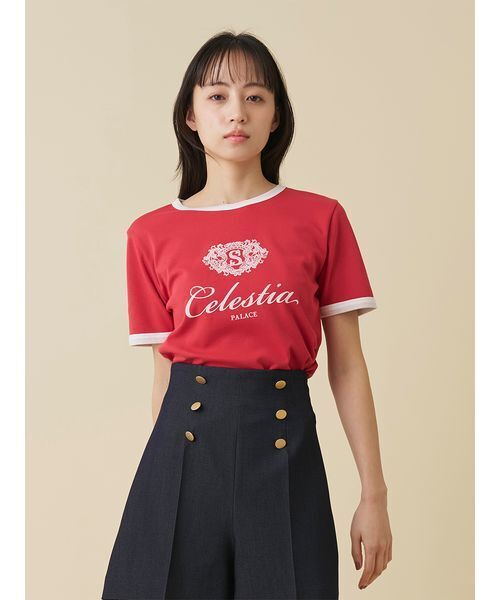SNIDEL(スナイデル)の「【UVカット】エンブレムリンガーTシャツ(Tシャツ/カットソー・レディース・ネイビー/ホワイト/レッド・F)」の3枚目の写真