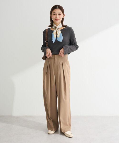 Green Parks(グリーンパークス)の「タックワイドパンツ(その他パンツ・レディース・モカ/ナチュラル/ブラック・L/M)」の5枚目の写真