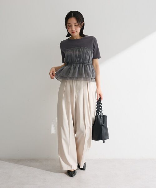 Green Parks(グリーンパークス)の「タックワイドパンツ(その他パンツ・レディース・モカ/ナチュラル/ブラック・L/M)」の14枚目の写真