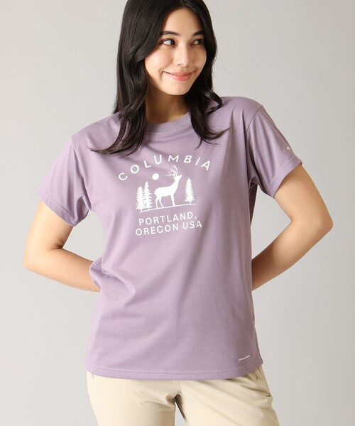 Columbia（コロンビア）の「Columbia/ ウィメンズチェンブリンコーブショートスリーブTシャツ /コロンビア（Tシャツ/カットソー・レディース・ブラウン/ホワイト/ブラック/パープル/ブルー・XL/M/L/S）」の5枚目の写真