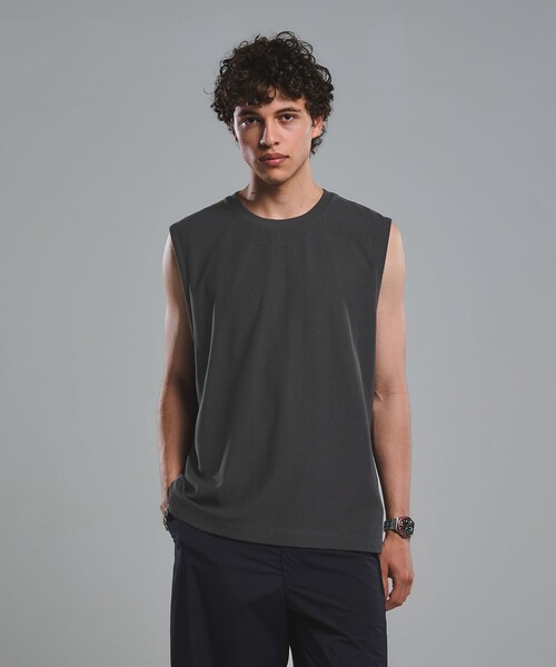 green label relaxing(グリーンレーベルリラクシング)の「アムンゼン ノースリーブ Tシャツ(Tシャツ/カットソー・メンズ・ブラック/ホワイト/ダークグレー・M/XXL/XL/S/L)」の1枚目の写真
