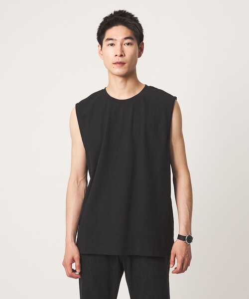 green label relaxing(グリーンレーベルリラクシング)の「アムンゼン ノースリーブ Tシャツ(Tシャツ/カットソー・メンズ・ブラック/ホワイト/ダークグレー・M/XXL/XL/S/L)」の3枚目の写真