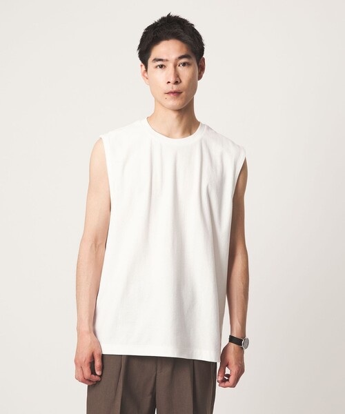 green label relaxing(グリーンレーベルリラクシング)の「アムンゼン ノースリーブ Tシャツ(Tシャツ/カットソー・メンズ・ブラック/ホワイト/ダークグレー・M/XXL/XL/S/L)」の10枚目の写真