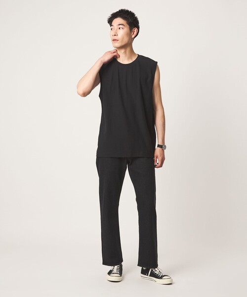 green label relaxing(グリーンレーベルリラクシング)の「アムンゼン ノースリーブ Tシャツ(Tシャツ/カットソー・メンズ・ブラック/ホワイト/ダークグレー・M/XXL/XL/S/L)」の12枚目の写真