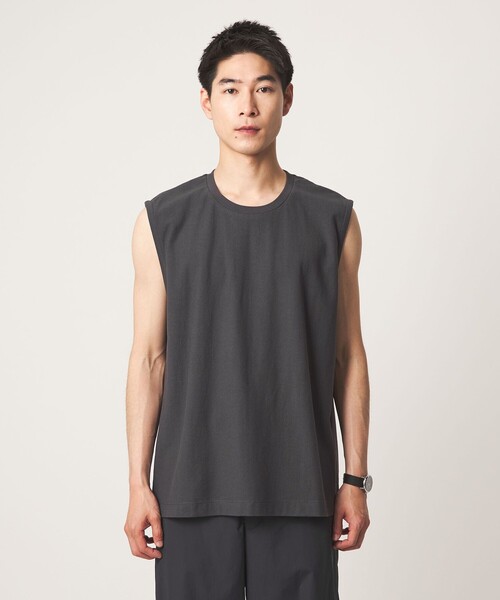 green label relaxing(グリーンレーベルリラクシング)の「アムンゼン ノースリーブ Tシャツ(Tシャツ/カットソー・メンズ・ブラック/ホワイト/ダークグレー・M/XXL/XL/S/L)」の13枚目の写真