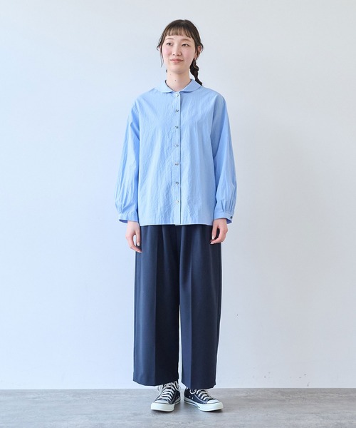 bulle de savon(ビュルデサボン)の「80/タイプライター ナチュラルトリプルワッシャー ショールカラーシャツ(シャツ/ブラウス・レディース・サックスブルー/ホワイト・FREE)」の14枚目の写真