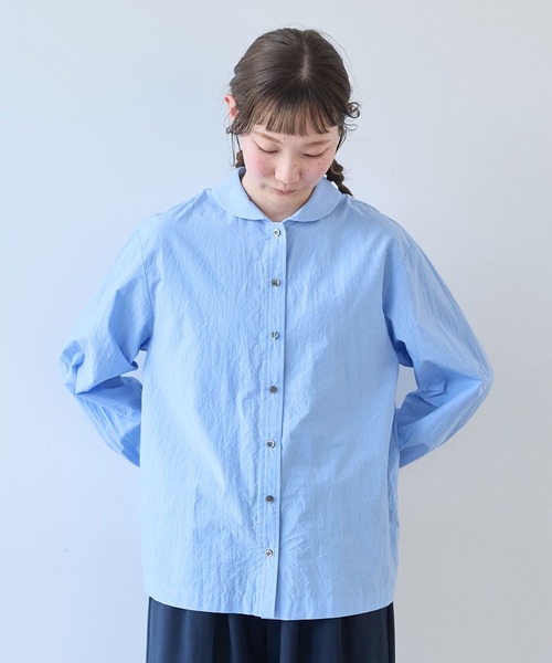 bulle de savon(ビュルデサボン)の「80/タイプライター ナチュラルトリプルワッシャー ショールカラーシャツ(シャツ/ブラウス・レディース・サックスブルー/ホワイト・FREE)」の22枚目の写真
