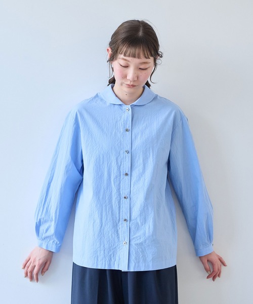 bulle de savon(ビュルデサボン)の「80/タイプライター ナチュラルトリプルワッシャー ショールカラーシャツ(シャツ/ブラウス・レディース・サックスブルー/ホワイト・FREE)」の21枚目の写真