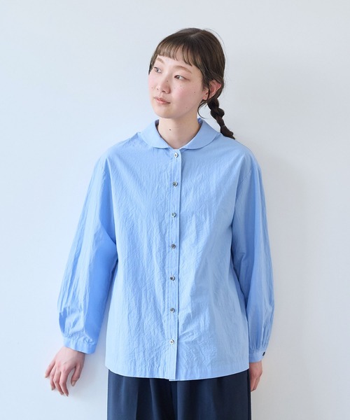 bulle de savon(ビュルデサボン)の「80/タイプライター ナチュラルトリプルワッシャー ショールカラーシャツ(シャツ/ブラウス・レディース・サックスブルー/ホワイト・FREE)」の20枚目の写真