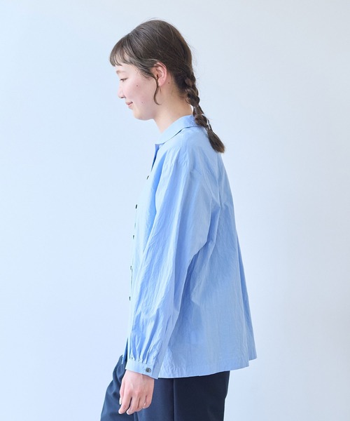 bulle de savon(ビュルデサボン)の「80/タイプライター ナチュラルトリプルワッシャー ショールカラーシャツ(シャツ/ブラウス・レディース・サックスブルー/ホワイト・FREE)」の19枚目の写真