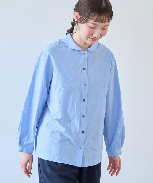 bulle de savon(ビュルデサボン)の「80/タイプライター ナチュラルトリプルワッシャー ショールカラーシャツ(シャツ/ブラウス・レディース・サックスブルー/ホワイト・FREE)」の16枚目の写真