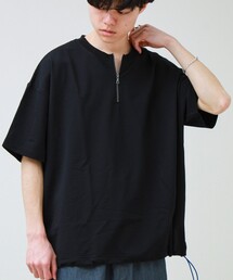 カットサッカー ハーフジップTシャツ