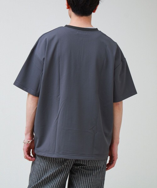 GLOSTER(グロスター)の「カットサッカー ハーフジップTシャツ(Tシャツ/カットソー・メンズ・グレー/ネイビー/ブラック・L/M/S)」の10枚目の写真