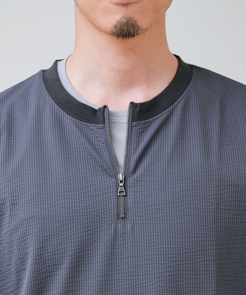 GLOSTER(グロスター)の「カットサッカー ハーフジップTシャツ(Tシャツ/カットソー・メンズ・グレー/ネイビー/ブラック・L/M/S)」の12枚目の写真
