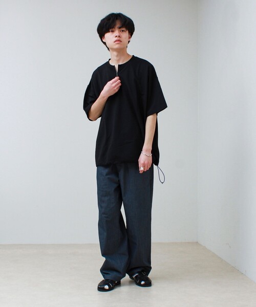 GLOSTER(グロスター)の「カットサッカー ハーフジップTシャツ(Tシャツ/カットソー・メンズ・グレー/ネイビー/ブラック・L/M/S)」の15枚目の写真