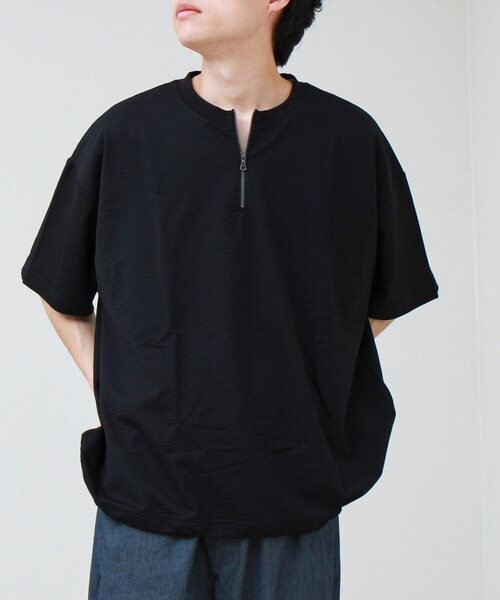 GLOSTER(グロスター)の「カットサッカー ハーフジップTシャツ(Tシャツ/カットソー・メンズ・グレー/ネイビー/ブラック・L/M/S)」の16枚目の写真