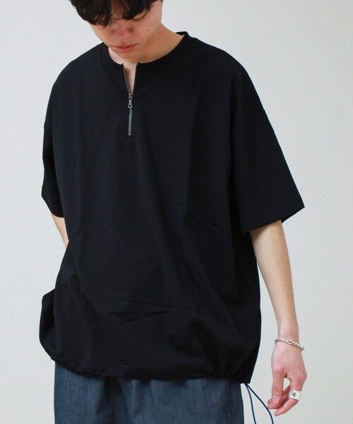 GLOSTER(グロスター)の「カットサッカー ハーフジップTシャツ(Tシャツ/カットソー・メンズ・グレー/ネイビー/ブラック・L/M/S)」の17枚目の写真