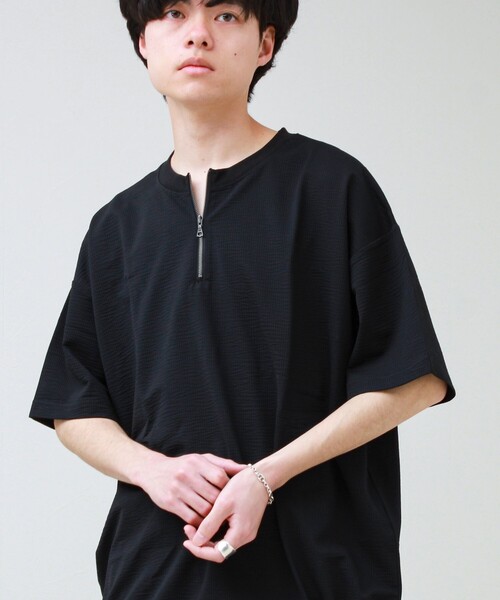 GLOSTER(グロスター)の「カットサッカー ハーフジップTシャツ(Tシャツ/カットソー・メンズ・グレー/ネイビー/ブラック・L/M/S)」の20枚目の写真