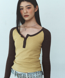 [Woman] Reglan Henly Neck Long Sleeve Brown