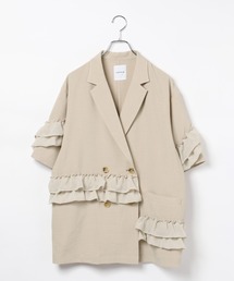 LEPSIM（レプシィム）の「《リネンライクドライシリーズ》フリル5分袖ジャケット　740429（テーラードジャケット）」