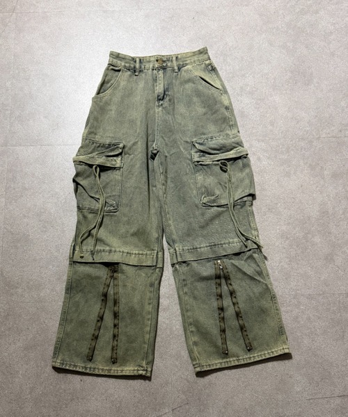lilful（リルフル）の「【26年春夏新作】ウォッシュ加工 裾ジップアクセント デニムカーゴパンツ（デニムパンツ・レディース・ブルー・M）」の9枚目の写真