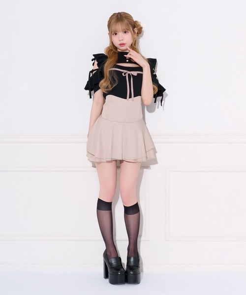apres jour(アプレジュール)の「フロントオープン配色リボンフリルニット(ニット/セーター・レディース・オフホワイト/ブラック/グレイッシュベージュ・フリー/X-LARGE)」の18枚目の写真