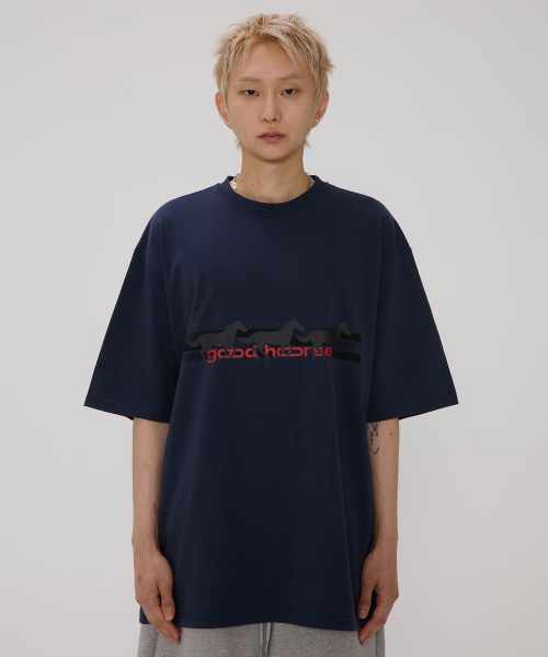 bounDary（バウンダリー）の「グッドホース オーバーサイズ 半袖Tシャツ [ネイビー]（Tシャツ/カットソー・レディース・その他・1/2）」の5枚目の写真