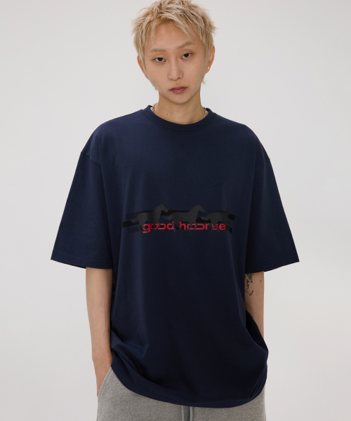 bounDary（バウンダリー）の「グッドホース オーバーサイズ 半袖Tシャツ [ネイビー]（Tシャツ/カットソー・レディース・その他・1/2）」の2枚目の写真