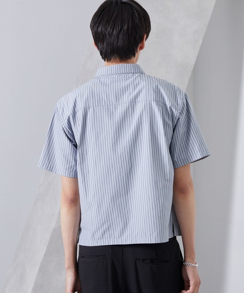 Loose/ルース（ルース）の「ストライプ ショートレースアップシャツ（シャツ/ブラウス・メンズ・ブルー系/グレー系/ホワイト系・L/M/S）」の6枚目の写真