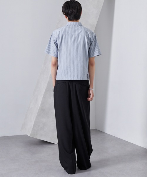 Loose/ルース（ルース）の「ストライプ ショートレースアップシャツ（シャツ/ブラウス・メンズ・ブルー系/グレー系/ホワイト系・L/M/S）」の9枚目の写真