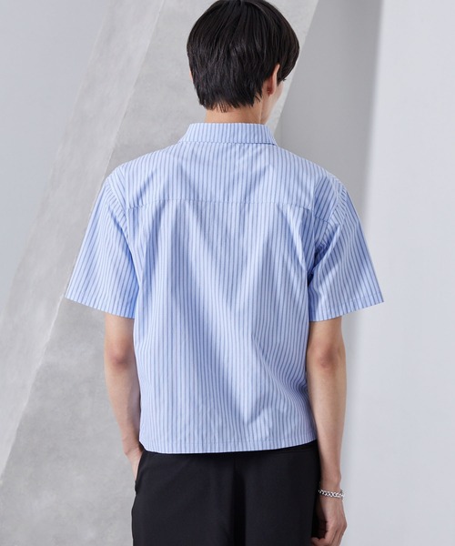Loose/ルース（ルース）の「ストライプ ショートレースアップシャツ（シャツ/ブラウス・メンズ・ブルー系/グレー系/ホワイト系・L/M/S）」の12枚目の写真