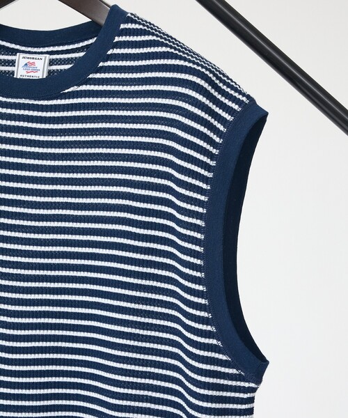 JEMORGAN(ジェーイーモーガン)の「【JEMORGAN/ジェーイーモーガン】ワッフルボーダーベスト/ユニセックス/JF703-22(Tシャツ/カットソー・メンズ・ネイビー/グレー系その他/アイボリー・L/M/XL)」の5枚目の写真