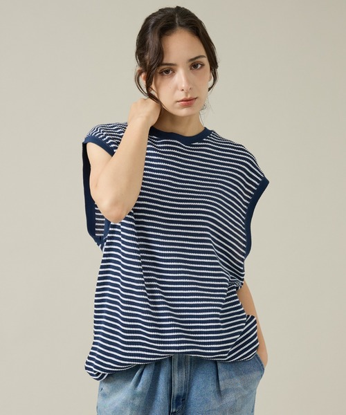 JEMORGAN(ジェーイーモーガン)の「【JEMORGAN/ジェーイーモーガン】ワッフルボーダーベスト/ユニセックス/JF703-22(Tシャツ/カットソー・メンズ・ネイビー/グレー系その他/アイボリー・L/M/XL)」の15枚目の写真