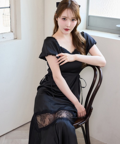 one after another NICE CLAUP(ワンアフターアナザーナイスクラップ)の「【Lace Collection】サイドカットレースワンピース(ワンピース・レディース・ブラック/ブラック系その他/ホワイト系その他/ピンク・FREE)」の2枚目の写真