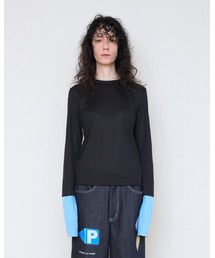 SEEN（シーン）の「DOUBLE SLEEVE LONG T-SHIRTS (Black)（Tシャツ/カットソー）」