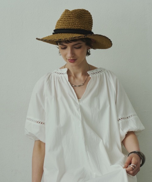 Plumel(プルメル)の「Cotton Caftan Loose Dress / コットンカフタンルーズドレス(ワンピース・レディース・ベージュ/ホワイト/ブラック・MEDIUM)」の4枚目の写真