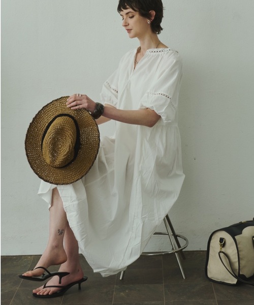 Plumel(プルメル)の「Cotton Caftan Loose Dress / コットンカフタンルーズドレス(ワンピース・レディース・ベージュ/ホワイト/ブラック・MEDIUM)」の11枚目の写真