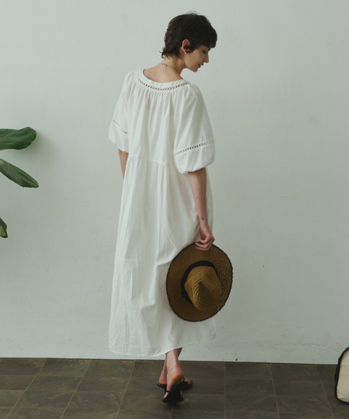 Plumel(プルメル)の「Cotton Caftan Loose Dress / コットンカフタンルーズドレス(ワンピース・レディース・ベージュ/ホワイト/ブラック・MEDIUM)」の19枚目の写真