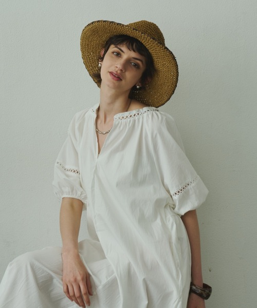 Plumel(プルメル)の「Cotton Caftan Loose Dress / コットンカフタンルーズドレス(ワンピース・レディース・ベージュ/ホワイト/ブラック・MEDIUM)」の5枚目の写真