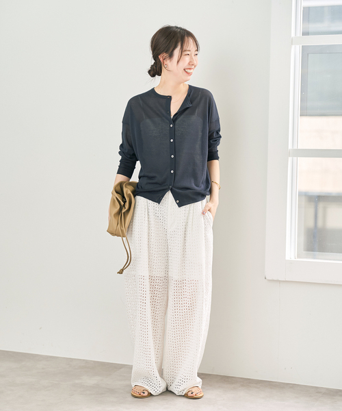 Spick & Span（スピックアンドスパン）の「《セットアップ可》カットワークエンブロイダリー2タックパンツ（その他パンツ・レディース・ホワイト系その他/ブラック・36/38）」の4枚目の写真