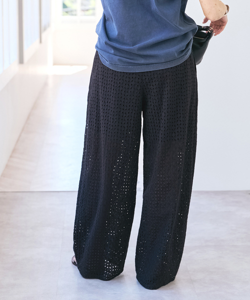 Spick & Span（スピックアンドスパン）の「《セットアップ可》カットワークエンブロイダリー2タックパンツ（その他パンツ・レディース・ホワイト系その他/ブラック・36/38）」の6枚目の写真