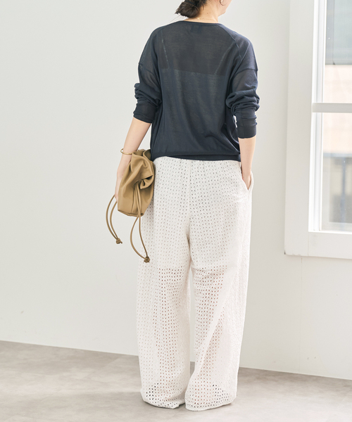 Spick & Span（スピックアンドスパン）の「《セットアップ可》カットワークエンブロイダリー2タックパンツ（その他パンツ・レディース・ホワイト系その他/ブラック・36/38）」の12枚目の写真