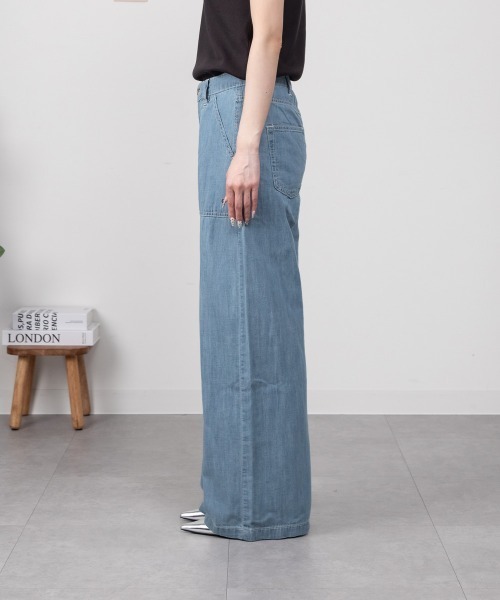 RCD(アールシーディー)の「ライトオンスデニムワイドベイカーパンツ(デニムパンツ・レディース・ブルー/ワンウォッシュ・3L/M/4L/LL/L)」の14枚目の写真